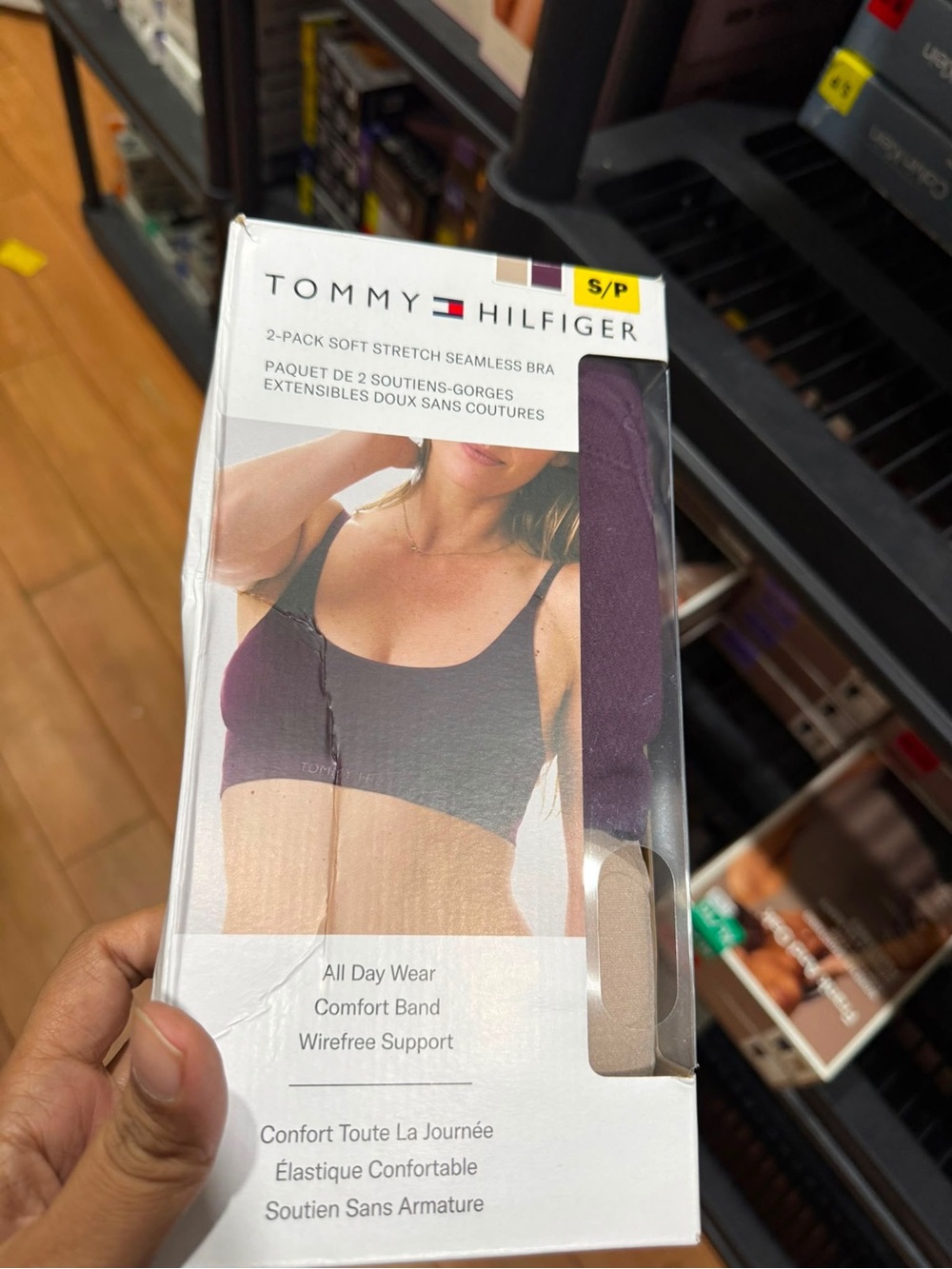 Tommy Hilfiger 2-Pack Seamless Wirefree Bras in Plum & Beige